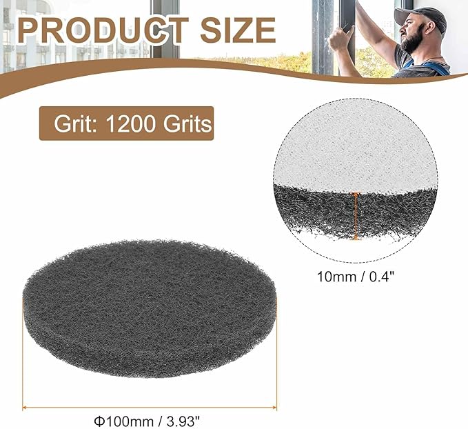 HARFINGTON 24pcs Scrubber Scouring Pads 1200 Grits 4 Inch Drill Power Brush Hoop and Loop Surface Conditioning Disc Drill Scuffing Disc Scrub Pads for Home Kitchen Cleaning, Light Gray