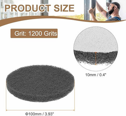 HARFINGTON 24pcs Scrubber Scouring Pads 1200 Grits 4 Inch Drill Power Brush Hoop and Loop Surface Conditioning Disc Drill Scuffing Disc Scrub Pads for Home Kitchen Cleaning, Light Gray