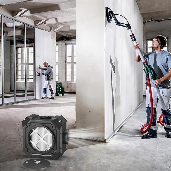 M-T Air Scrubber with 3 Stage Filtration, Stackable Negative Air Machine Cleaner 550 CFM for Industrial and Commercial Water Damage Restoration Air Scrubber with MERV-10, HEPA, Activated Carbon Filter