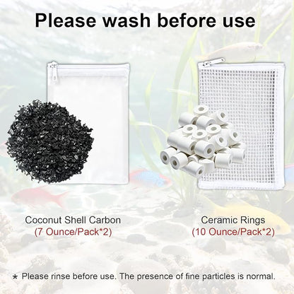10-Piece Filter Media Maintenance Kit Compatible with Seachem Tide 110 Gallon/400L Aquarium Fish Tank - Includes Blue Sponge, Carbon, Ceramic Rings & Mesh Bags