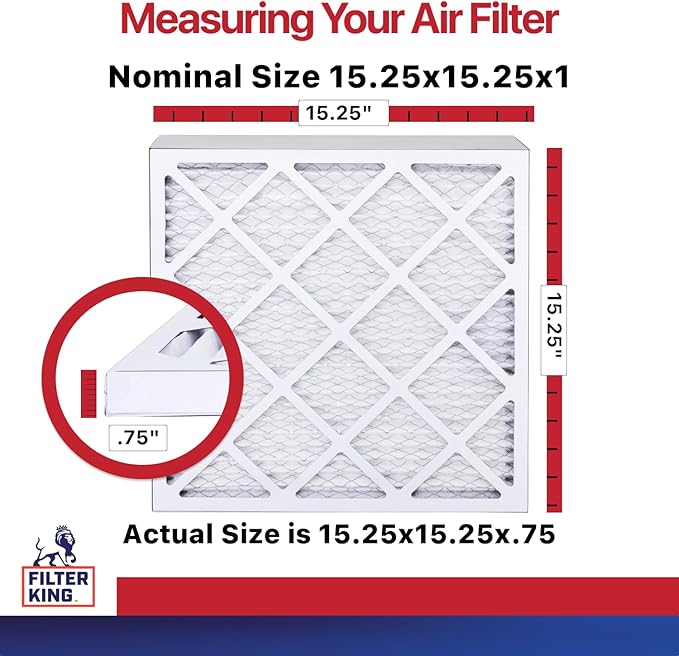 Filter King 15.25x15.25x1 Air Filter | 4-PACK | MERV 11 HVAC Pleated A/C Furnace Filters | MADE IN USA | Actual Size: 15.25 x 15.25 x .75"