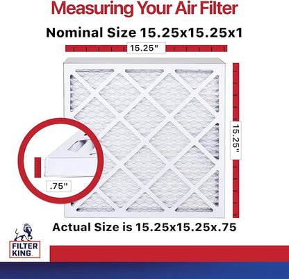 Filter King 15.25x15.25x1 Air Filter | 4-PACK | MERV 11 HVAC Pleated A/C Furnace Filters | MADE IN USA | Actual Size: 15.25 x 15.25 x .75"