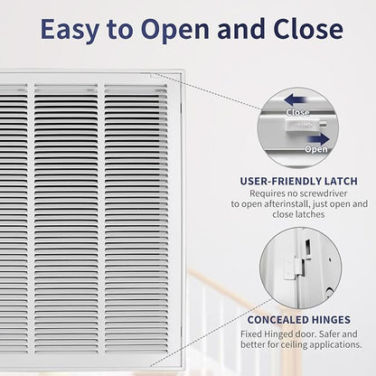 24"W x 24"H [Duct Opening Size] Steel Return Air Filter Grille - Removable Face/Door for 1 inch Filters -HVAC Vent Cover Grill - White [Outer Dimensions: 26 5/8"W X 26 5/8"H]