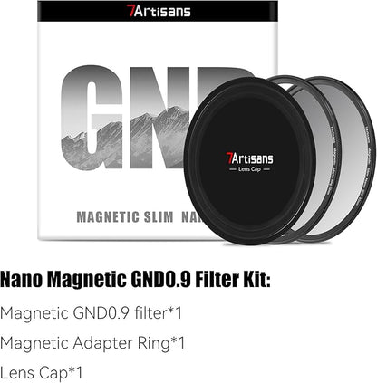 7artisans Nano Magnetic Filter UV Filter ND Light Reduction Filter/CPL Polarization Filter/GND Gradient Filter/Black Mist 1/4 Portrait Photography Filter Suitable for Lens(67mm GND0.9)