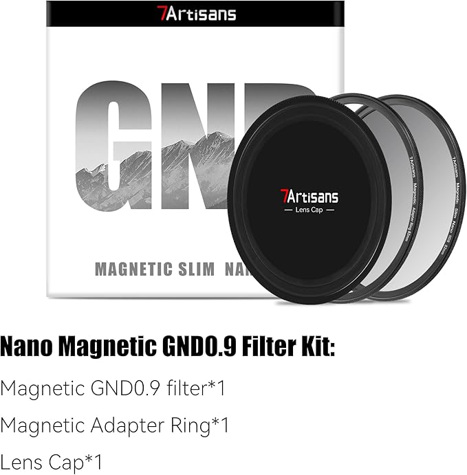7artisans Nano Magnetic Filter UV Filter ND Light Reduction Filter/CPL Polarization Filter/GND Gradient Filter/Black Mist 1/4 Portrait Photography Filter Suitable for Lens(72mm GND0.9)