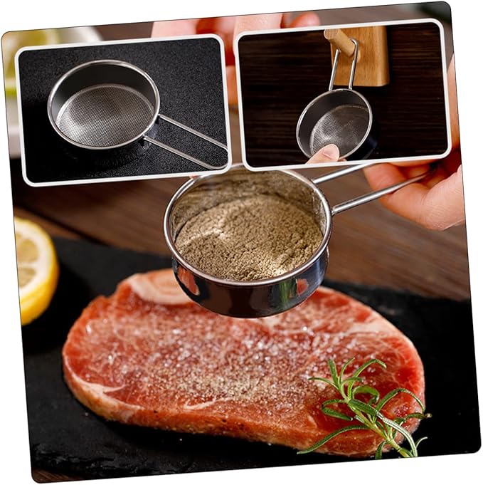 2pcs Stainless Steel Powdered Sugar Sieve Flour Sieve Sugar Sifter Baking Filter Light Strong Non-slip Handles