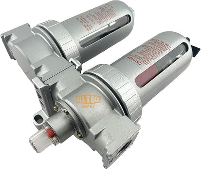 1/2" NPT MID FLOW 2 Stages Coalescing Filter Desiccant Dryer System For Compressed Air Lines, Poly Bowls, Great For Paint Spray And Plasma Cutter