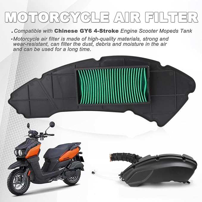 Minho Motorcycle Air Filter in Dry Filter Paper Material Compatible with Chinese GY6 4-Stroke Engine Scooter Mopeds Tank 9th Generation
