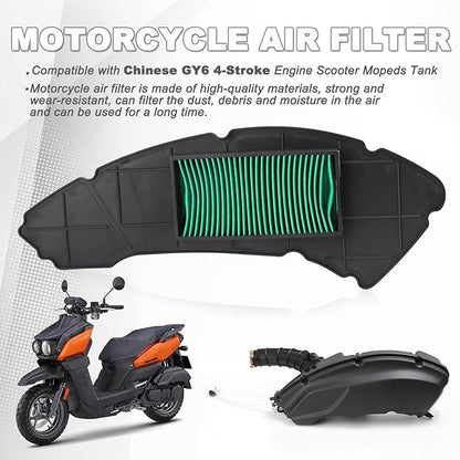 Minho Motorcycle Air Filter in Dry Filter Paper Material Compatible with Chinese GY6 4-Stroke Engine Scooter Mopeds Tank 9th Generation
