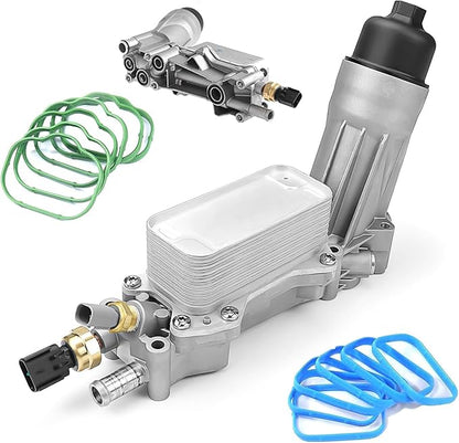 926-876 926-959 Upgraded Aluminum Engine Oil Filter Housing Kit with 3.6 Oil Cooler Adapter for 2011-2025 Dodge Charger Caravan Challenger Journey Jeep Grand Cherokee Chrysler 200 300 Town Country ram