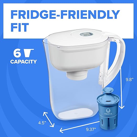 Brita Water Pitcher, Metro Elite Filter, Removes 99% of Lead, Includes 1 Filter, 6-Cup Capacity, White