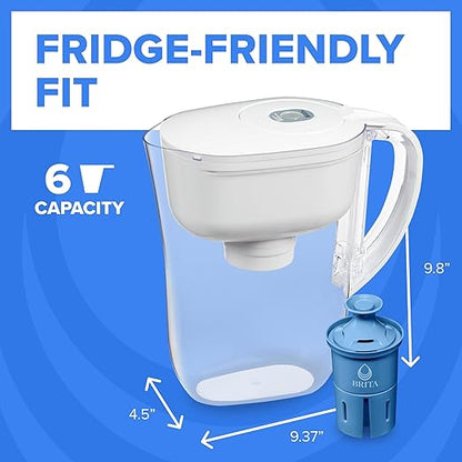 Brita Water Pitcher, Metro Elite Filter, Removes 99% of Lead, Includes 1 Filter, 6-Cup Capacity, White