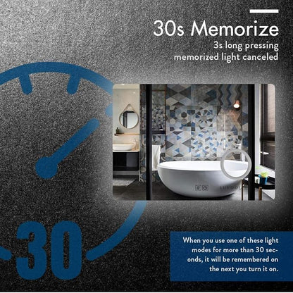 Illuminated LED Bathroom Mirror, Wall Mounted Backlit Makeup Vanity Mirror with Demister Pad and Touch Sensor 3X Magnifying Compatible with Makeup Hairdressing Shaving Bathroom Mirror,Mirrors