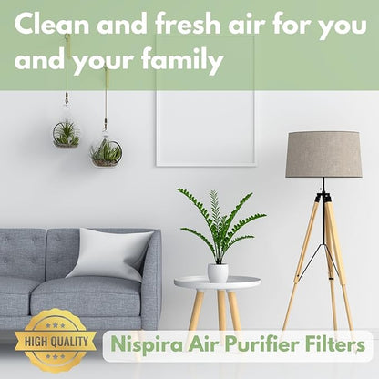 Nispira True HEPA Filter (Small) with 4 Pre-Carbon Filters Compatible with Whirlpool Whispure Air Purifier Models AP150, AP250, AP25030K, APR25530L, APR25130L; Compared to Part # 1183051 1183051K