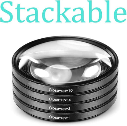 49mm Close-Up Filters (+1, +2, +4 and +10 Diopters) for Canon EOS R10, EOS R50, EOS R100 with 18-45mm, EOS M6, EOS M6 II, EOS M50, EOS M50 Mark II, EOS M100, EOS M200 Cameras with 15-45mm Lens