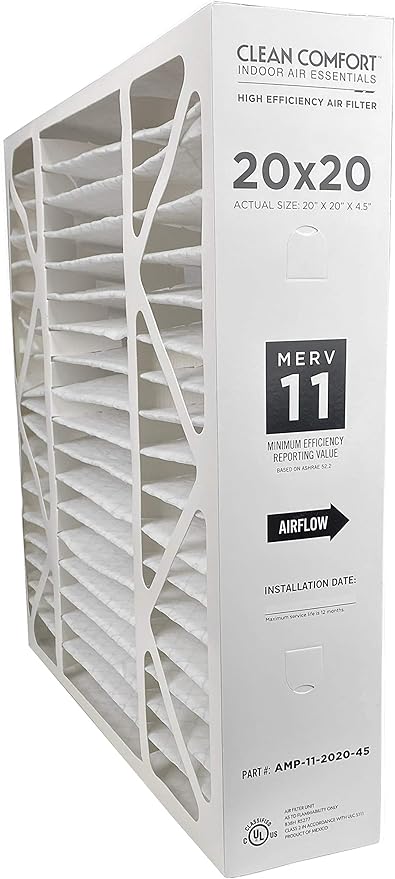 Clean Comfort AMP-11-2020-45 (1-Pack) - 20" x 20" x 4.5" Media Air Filter, MERV 11