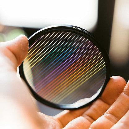 Prism Lens Filter 82mm Starlight Glare Filter Anamorphic Lens Flare Effect Filter Film Props(Rainbow Linear Flares)