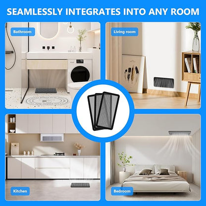 Magnetic Vent Screen Mesh Covers 3 Pack -5.5x12, Air Vent Filters with Durable PVC Frame, Air Vent Screen Register Trap,Vent Mesh–Upgraded Thickness(2.5mm) for Home Wall Ceiling (Black)