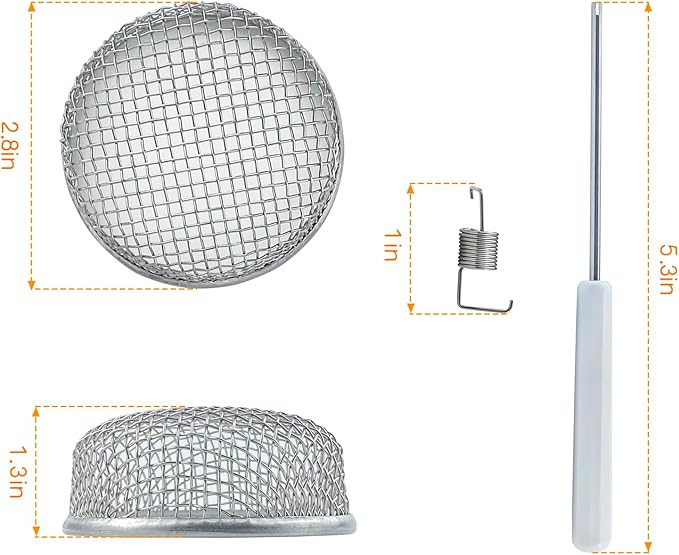 2 Pack RV Flying Insect Screen Furnace Vent Cover Bug Screens, 2.8 x 1.3 Inch Stainless Steel Mesh for Camper, Installation Tool Included