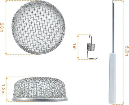 2 Pack RV Flying Insect Screen Furnace Vent Cover Bug Screens, 2.8 x 1.3 Inch Stainless Steel Mesh for Camper, Installation Tool Included