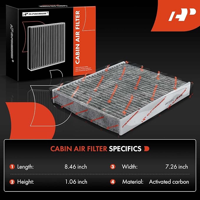 A-Premium 2-PC Cabin Air Filter with Activated Carbon Compatible with Lexus, Mazda & Toyota Models - Avalon, Camry, Corolla, Highlander, Prius, RAV4, Sienna, Venza, ES300h, UX200, RX350, RX450h