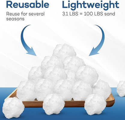 Pool Filter Balls - 3.1 lbs Reusable Filter Balls for Sand Filter, Replaces 100 lbs Pool Filter Sand, High Filtering Accuracy Cotton Balls for Pool Filter, 2 Inch Sand Filter Balls
