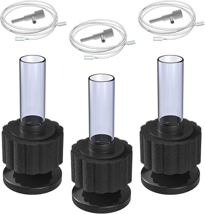 Pawfly Aquarium Nano Bio Sponge Filter Quiet Betta Fry Shrimp Foam Filter Kit with Airline Tubing for Small Fish Tank up to 3 Gallon, 3 Pack