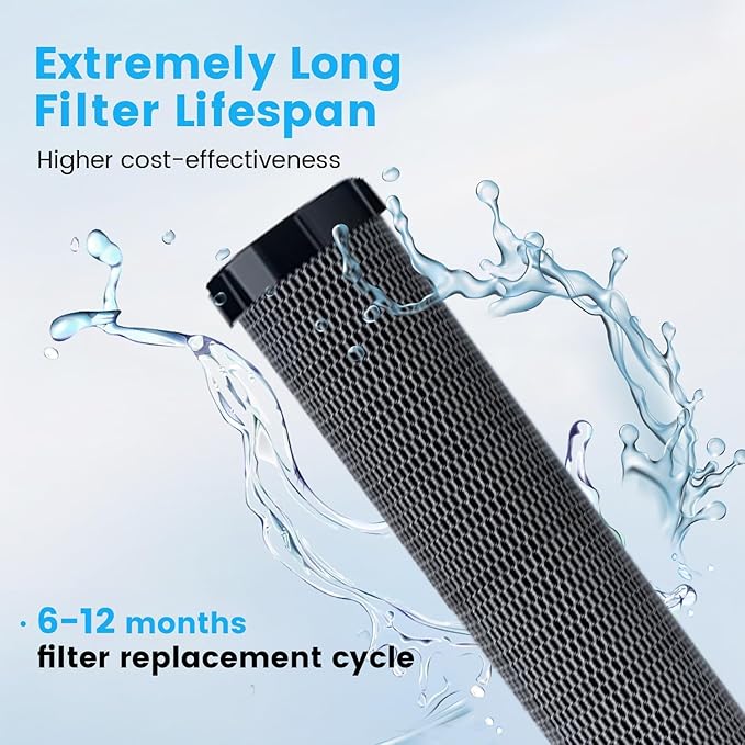 Vortopt Countertop Water Filter F8-Faucet Filtration System for Kitchen Sink,Reduces 99% Chlorine,Heavy Metals,Bad Odors,Includes 1 Filter.
