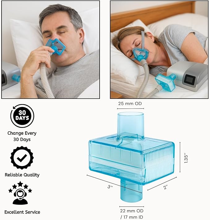 Nispira CPAP Inline HEPA Filters, Compatible with BiPAP and CPAP Machines, Fit DreamStation Standard Tubing (22mm) and Machine Outlet (25mm), 6 Pack