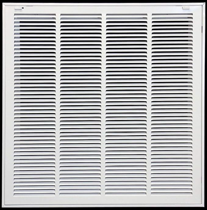 25" X 25" Steel Return Air Filter Grille for 1" Filter - Removable Face/Door - HVAC Duct Cover - Flat Stamped Face -White [Outer Dimensions: 27 5/8"w X 27 5/8h]