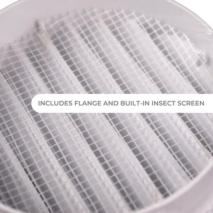 VENTS-US - 4" White Round Plastic Vent Cover with Built-in Insect Screen Mesh and Flange for Supply or Exhaust Air Applications - Compatible with 4 Inch Diameter Ducts (2-Pack)