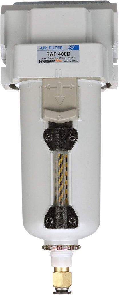 PneumaticPlus SAFD400-N04BD-MEP Compressed Air Coalescing Filter, 0.01 Micron 1/2" NPT - Metal Bowl, Auto Drain, Bracket