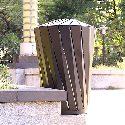 GLigeT Outdoor Trash can Round Steel Trash Can Modern Simple Outdoor Trash Can, Large-Capacity Sorting Trash Can with Thick Top Cover, Diameter 24.4"×35.8" Trash Can