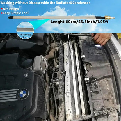 Lucstar Radiator Cleaning Wand & Car A/C Condenser Cleaner, Engine Cabin Air Filter Flusher, 24Inch Radiator Wands Connect with Pressure Washer Air Compressor for Cleaning Home Car Truck Radiators