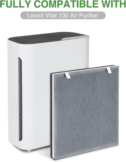 Vital 100 Replacement Filter Compatible with LEVOIT Vital 100 Air Purifier, 3-in-1 Filter with Activated Carbon Filter for Vital 100-RF, White, 4 Pack