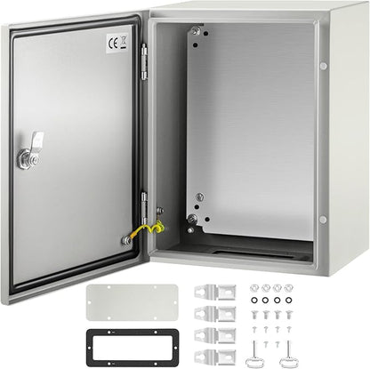 VEVOR NEMA Steel Enclosure, 16 x 12 x 8'' NEMA 4X Steel Electrical Box, IP66 Waterproof & Dustproof, Outdoor/Indoor Electrical Junction Box, with Mounting Plate