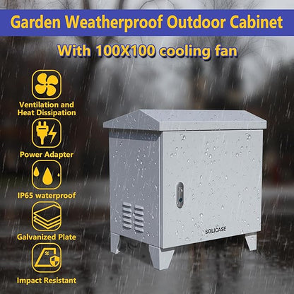 Pond Aerator Weatherproof Outdoor Cabinet, Air Pump 20”W×14.6”D×18”H with Cooling Fan,pre-wired outlet