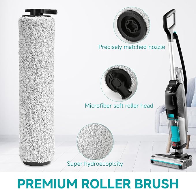 FFsign 3831 Roller Brush & Filter Replacement Compatible with Bissell Crosswave Hard Floor Expert 3831, HF2 3845N Vacuum, Floor Scrubber Wet Dry Vacuum Accessory Kit 2 Brush Rolls, 4 Filter Parts