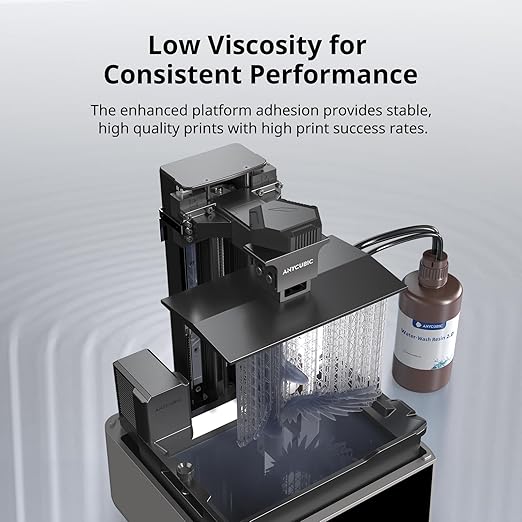 ANYCUBIC Water Washable 3D Printer Resin 2.0, 405nm High Precision 3D Resin, Low Shrinkage Photopolymer Resin for 4K/8K/12K Capable LCD DLP Resin 3D Printer (Smoky Black, 1000g)