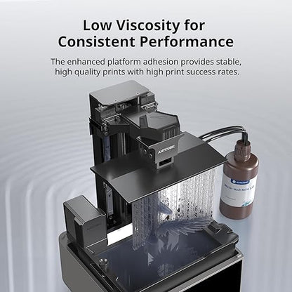 ANYCUBIC Water Washable 3D Printer Resin 2.0, 405nm High Precision 3D Resin, Low Shrinkage Photopolymer Resin for 4K/8K/12K Capable LCD DLP Resin 3D Printer (Smoky Black, 1000g)