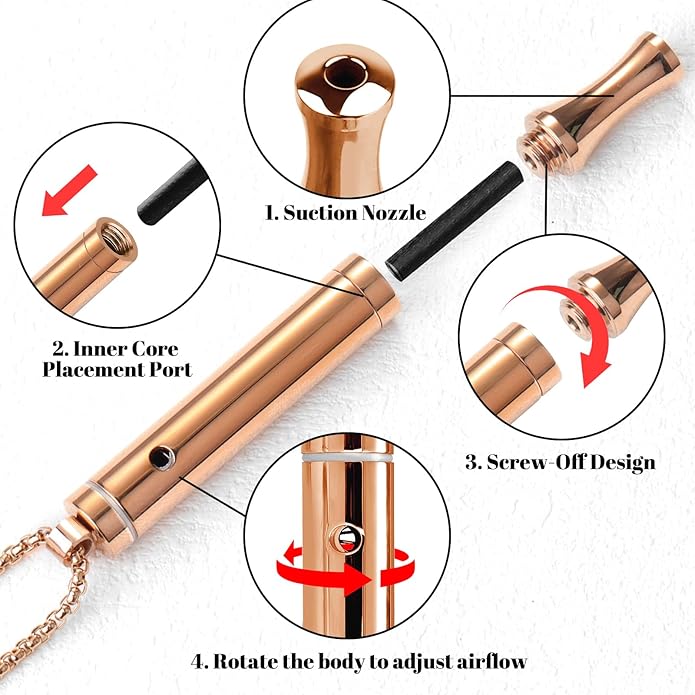 ASTOFLI Quit Smoking Breathing Necklace for Adults - Flavored Stress Breathing Necklace Stop Smoking for Women - Breathlink for Men Meditation Breathe Anxiety Whistle Necklaces inhaler Breathlace