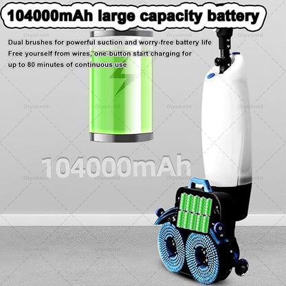 Commercial Floor Scrubber Machine Lightweight Electric Floor Cleaner with 17" Cleaning Width, Rotary Double Brushes, 360° Rotating Head, Efficiently Scrubs The Floor and Leaves it Dry White
