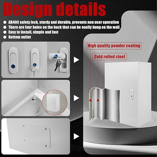 Electrical Box 24 x 16 x 10 Inch Indoor Outdoor Electrical Enclosure Box Steel Junction Box Wall Mounted Universal Electrical Project Box with Safety Locks and Mounting Plates