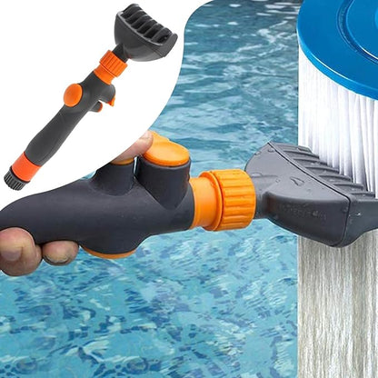 Pool Filter Cartridge Cleaner Tool | Quick Handheld Heavy Duty Cleaning Brush - Pool & Spa Filter Cartridge Cleaner | for Garden Hose Spa Hot Tub Leaves Debris