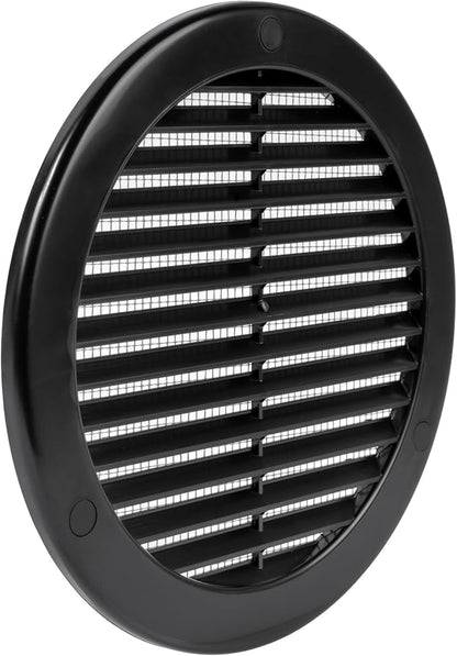 Vent Systems 6" Inch (Opening Dimensions) - Pack of 50 - Black Soffit Vent Cover - Plastic Round Air Vent Grille - Built-in Mesh Screen - HVAC Register Louver for Bathroom, Home, Kitchen