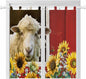 Sheep Flowers Bedroom Curtains 72 Inch Length, Window Curtains Tab Top, Country Red Barn Botanical Sunflowers Light Filtering Window Treatments Drapes 52"x72" 2 Panel