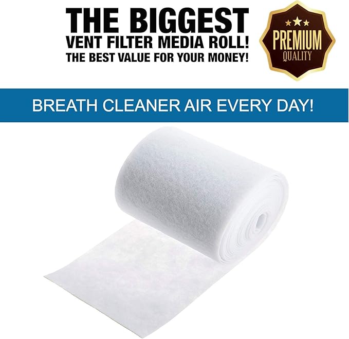 NORTHWEST ENTERPRISES Vent Filters Media Roll, 25ft x 12in x 1/8in Cut to Fit Vent Filters for Home and Business. Electrostatic Air Filter Media Roll for HVAC, AC & Heating, RV's, Mobile Homes & More.