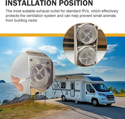 Shakas 2 PCS RV Furnace Vent Screen, Stainless Steel Stove Flying Insect Protection Barrier Mesh Cover, Multi-purpose Conversion Accessory for Do-therm Suburban RV Camper (Silver)