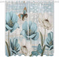 Spring Floral Living Room Curtains 84 Inch Length, Window Curtains Tab Top, Vintage Tulips Flower Butterfly Retro Wood Blue Light Filtering Window Treatments Drapes 52"x84" 2 Panel