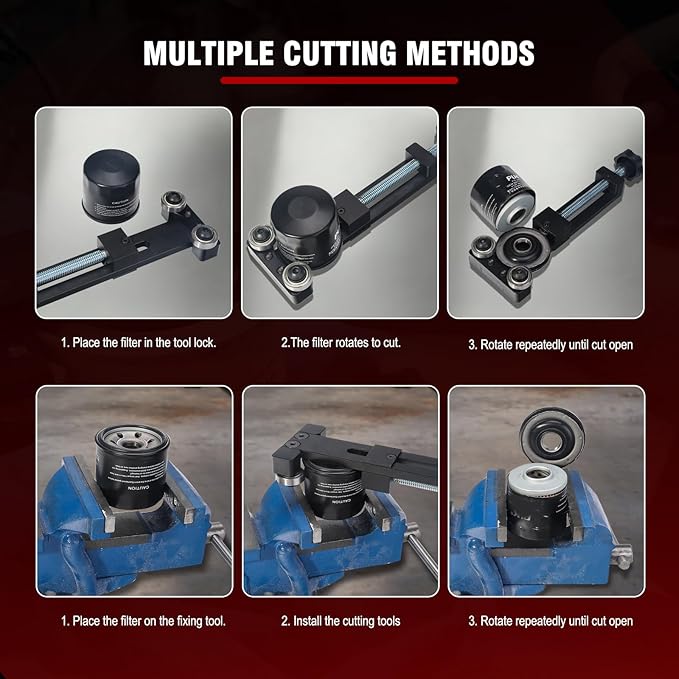 3mirrors Oil Filter Cutter Oil Filter Cutting tool with 3 Cutting Blade Fits Filter Cutting Range 1.95in-5.89in